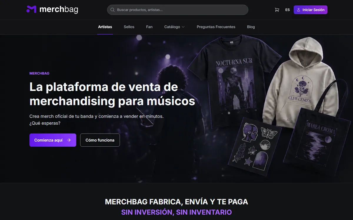 Proyecto Plataforma de merchandising para músicos para Merchbag